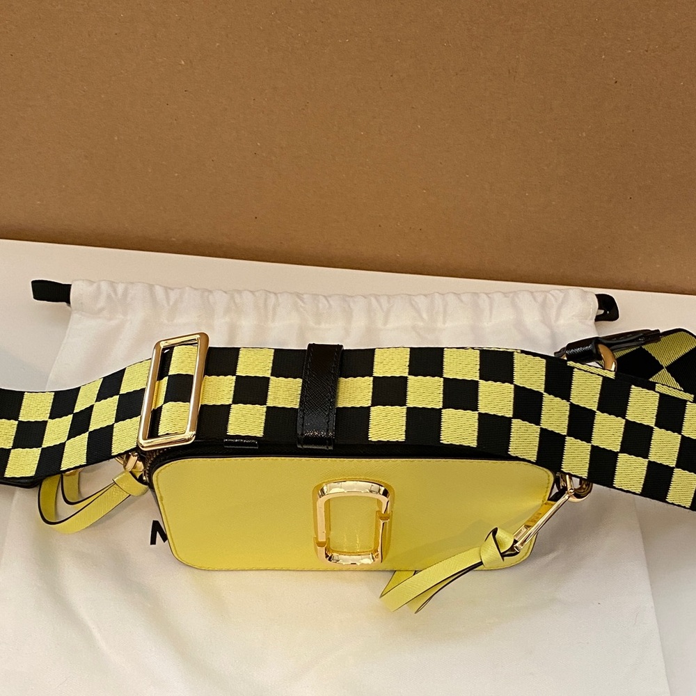 Marc Jacobs Yellow Crossbody Camera Bag with Checker Strap - Picture 14 of 15